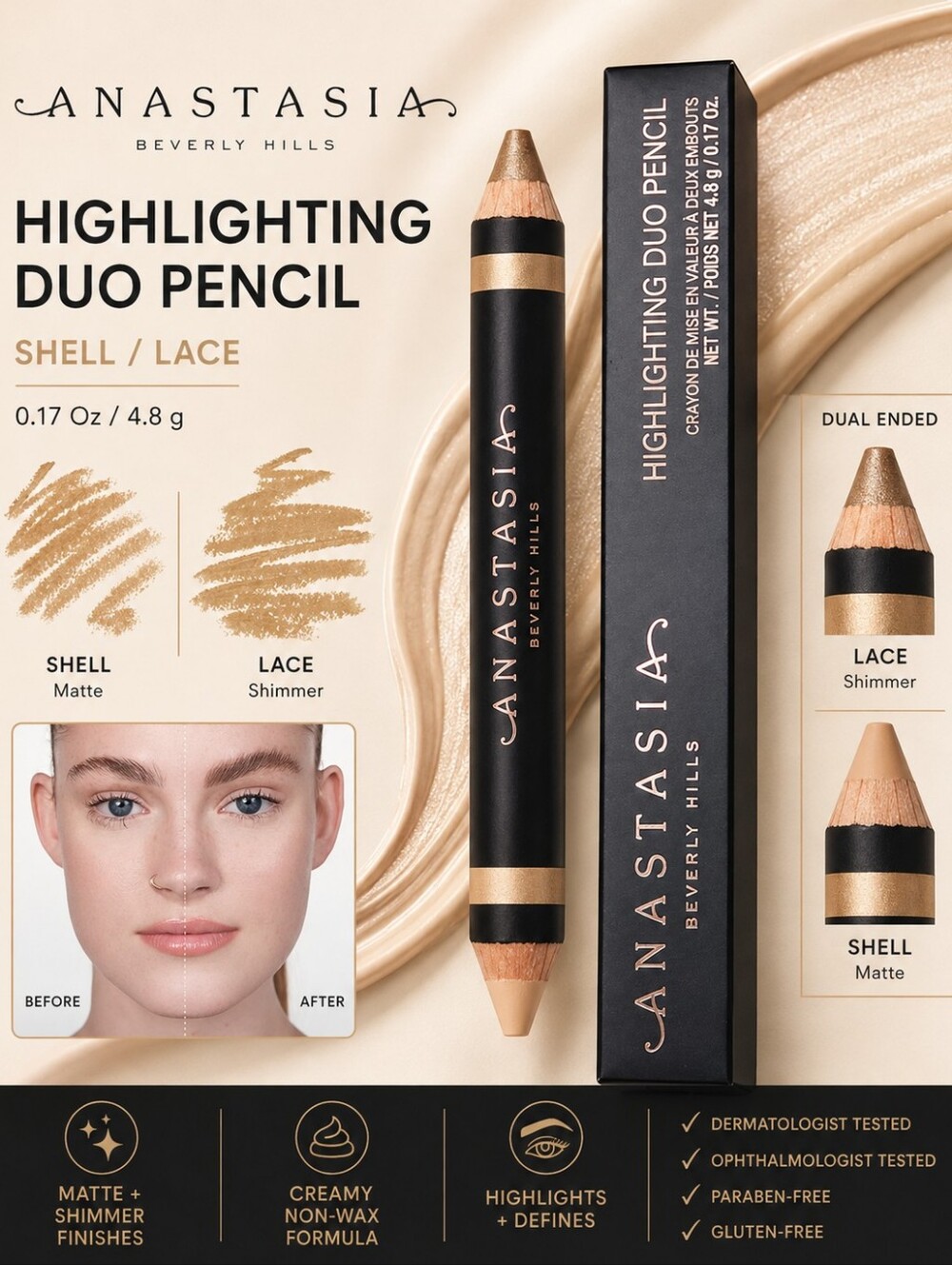 Anastasia Beverly Hills Highlighting Duo Pencil – Shell/Lace